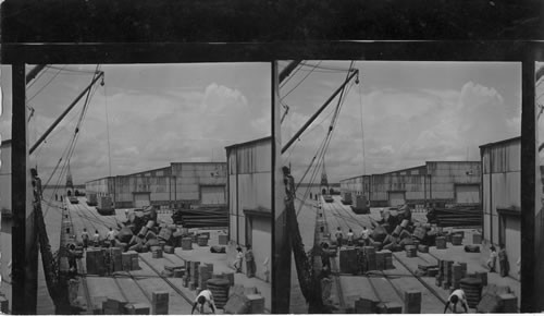 Coffee Loading On Wharf at Buenaventura, Columbia