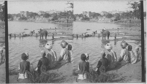 The Begum’s Palace from, Lake Bhilsa Valley, India