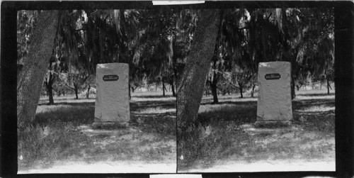 See inscription on stone. San Jacinto Battlefield. Houston, Tex