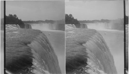 American Falls and Horseshoe Falls in distance from Prospect Point. Niagara. New York