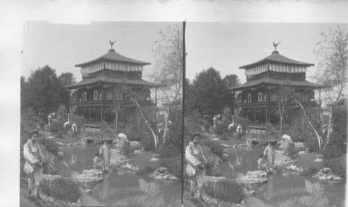 World's Fair. Japan in America pretty Maids in Garden before a Japanese Teahouse