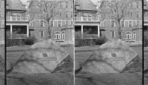 Marker - Winslow Set. [Plaque reads: This stone marks the site of an ancient Indian village and chipping station. Last occupied by the Potawatamie, who were removed from the location in 1835. Placed by the Fort Dearborn Chapter, Daughter of the American Revolution, 1923]