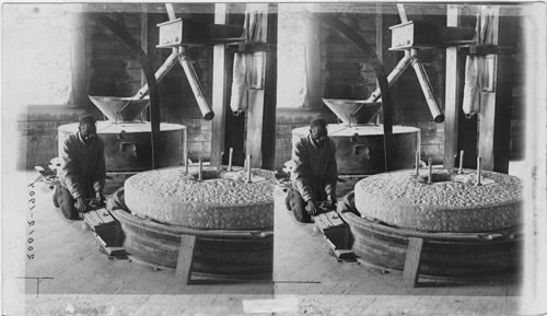 Large stones for hulling rice & the hulling alone for removing chaff. Savannah, Georgia