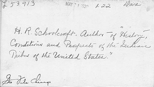 H. R. Schoolcraft, Author of "History, Conditions and Prospects of the Indian Tribes of the United States."