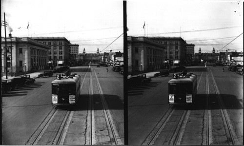 Looking west along Pike's Peak Avenue to Antler Hotel, P.O. building at extreme left. Colo