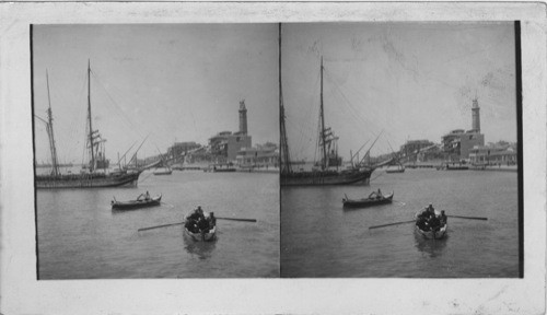 Port Said and Lighthouse from Entrance to Suez Canal, Egypt