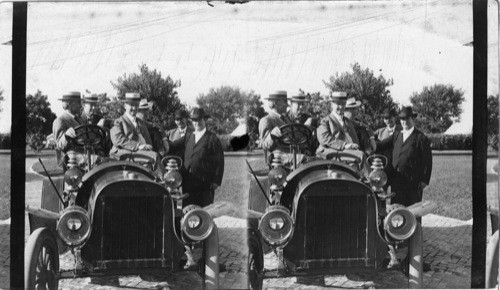 W.J and Chas. W. Bryan Greeting Party Leaders Who Are En Route - Home from Denver Convention , "Fairview," Lincoln. Neb. Could be Ford, Edison & Firestone? and one other