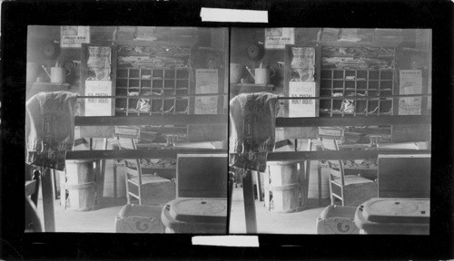 U.S. Post Office, San Felipe, Texas. You are now looking at the interior of the oldest letter case now used in the state of Texas. The exact date of this letter case is unknown, but it is a well-established fact that is is over 100 yrs. old & is the very box that Stephen F. Austin & Colonel Houston used in their day. The first postmaster was their grandmother of Mr. W.J. Fredrick who is 73 yrs. is the present postmaster, who is the grandson of the first postmistress. #8