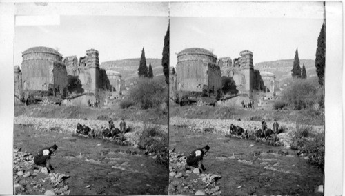 Old Byzantine church at Pergamos, with “Satan’s Seat” beyond. Bibical Asia Minor