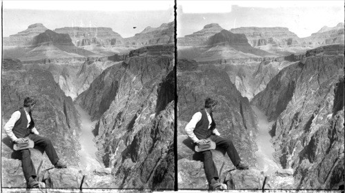 Down the Granite Gorge of the Colorado (1200 feet deep) from Pyrites Point. Grand Canyon. Arizona. U.S