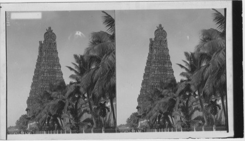 Extraordinary gate tower of a Hindu temple at Madura, India