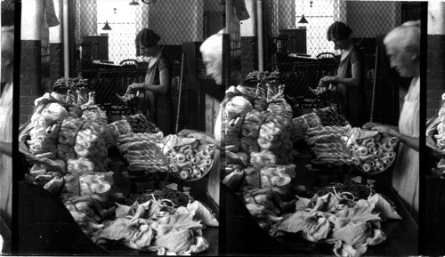 Weighing raw silk, S. Manchester, Conn