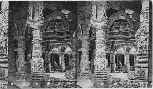 Interior of Delwara Temple showing most beautiful carving, Mt. Aboo, India