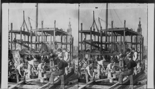 Men Working on Steel Framed Skyscraper, New York