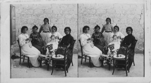 Native Christian Girls at Haifa Enjoying afternoon Coffee Palestine