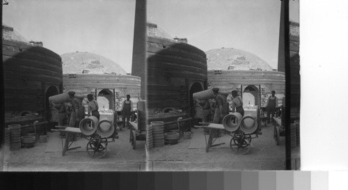 Kiln setting sewer pipe, Medicine Hat, Alta. Canada