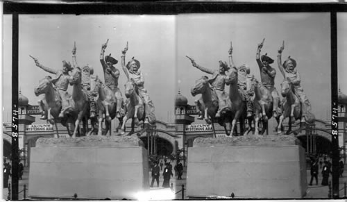 Shooting up a Western Town," a striking Group at the Entrance to the Pike. Louisiana Purchase Exposition