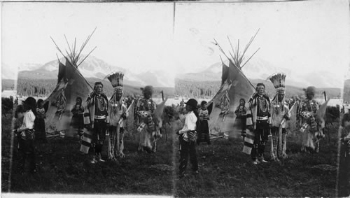 Group of Indians in Front of Teepee--- Glacier National Park. Montana