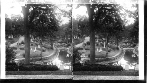 Mt. Auburn Cemetery, Burial place of Longfellow. Cambridge, Mass