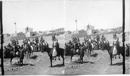 Sheikh Rachib and his men. Palestine, Jerusalem