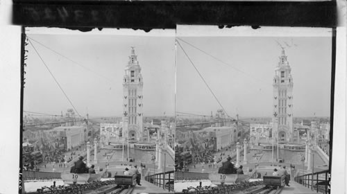 Shooting the Chute, Dreamland, Coney Island. [W23425 Text]: Looking over Dreamland from top of Shoot the Chutes. Coney Island, N.Y