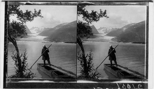 An Alaska Summer Scene - Twin Glacier Lake and Glacier, Near Juneau, Alaska