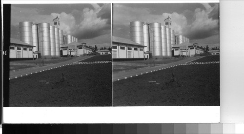 Out near the airport, the government has built this huge grainery and refrigeration plant for the benefit of the people. it will store all kinds of grain - rice, corn, wheat, coffee, etc., in the elevators, and the refrigerators will deep freeze vegetables and meats. Near San Jose, Costa Rica. C.A