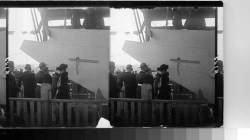 Prince Henry and Miss Roosevelt on the Launching stand just before the christening, launching of the German Emperor's yacht "Metear."