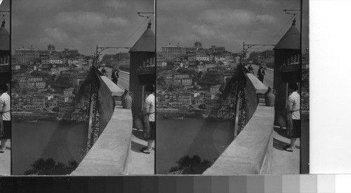 Looking north across the Dom Luis I Bridge. Oporto, Portugal