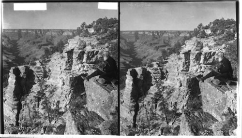 Thomas Moran, America's greatest scenic artist sketching at Bright Angel Cove. Arizona