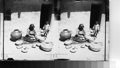 Mrs. Nampajo, an acknowledged best Hopi Indian woman Pottery maker 1st Mesa Hopiland, Ariz. Sichomovi