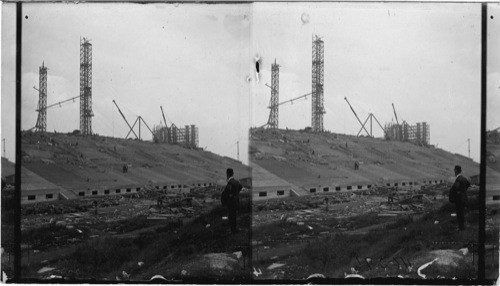 New Stadium in Grant Park under construction, Chicago, Ill