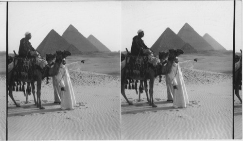 The Edge of the Desert,Guides Looking over Nile Valley, Giza, Egypt