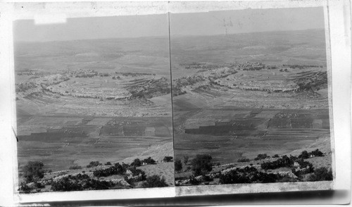 Mizpah showing remains of ancient fortifications, with Gibeon and Romallah beyond. Palestine