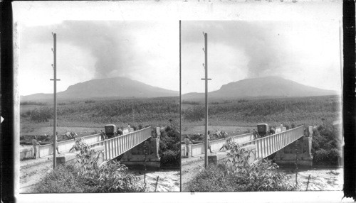 Terrible Mont Pelee from bridge over the Capot River looking S.W., Martinique. North America