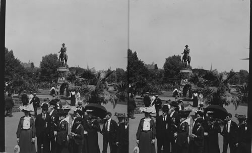 Public Gardens. Statue of Washington and Fountain. Boston, Mass