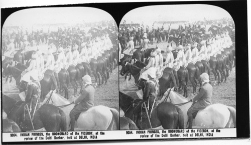 Inscribed on recto: 9054. INDIAN PRINCES, the BODYGUARD of the VICEROY, at the review of the Delhi Durbar, held at DELHI, INDIA