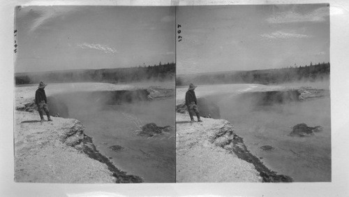 Excelsior Geyser Crater. Down into the Crater of Hells Half Acre, Yellowstone National Park