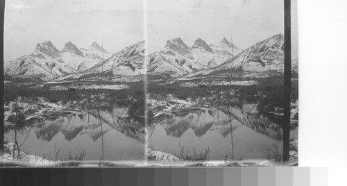 Winter Reflections of the Three Sisters, Canmore, Alberta, Can