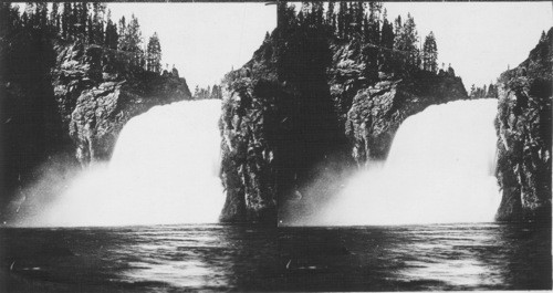 Upper Falls of Yellowstone River, 156 feet high, from middle of river