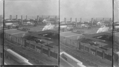 Looking south of east in foreground is refrigerating plant - back of it pressure still (for gasoline) Magnolia Petroleum Co. Beaumont. Texas