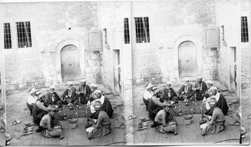 Regaling themselves with coffee and pipes, Beeroth, Palestine