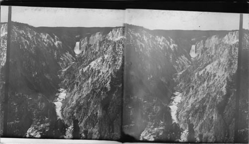 Yellowstone Canyon, Showing Lower Falls. Wyoming