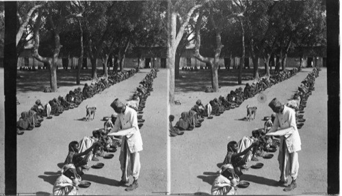 Feeding Rescued famine Sufferers. Government Relief, Ahmedabad. India