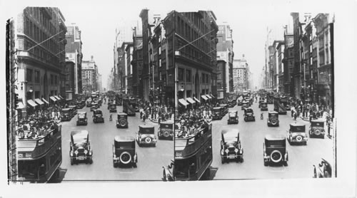 Modern Fifth Avenue, New York, Crowded With Automobiles And Motor Buses