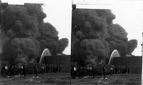 Fighting huge fire, standard oil tanks, Bayonne, New Jersey