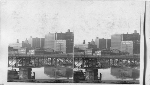 Overlooking Warehouses and Superior Viaduct from High Level Bridge. Cleveland, O