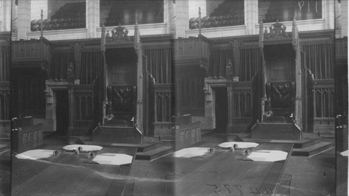 Speaker's Chair of House of Commons. Parliament Bldg. Ottawa, Ont