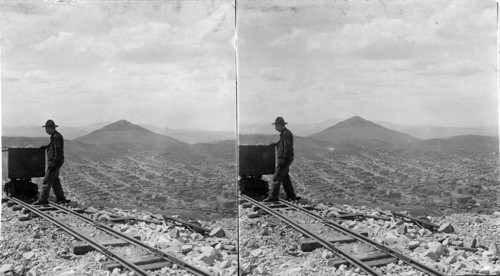 Cripple Creek & Mt. Pisgot - Elevation 14,000 ft. - from the Anchoria Leland Mine. Colo