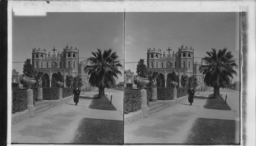 Sacred Heart Church and view along Broadway. Galveston, Tex